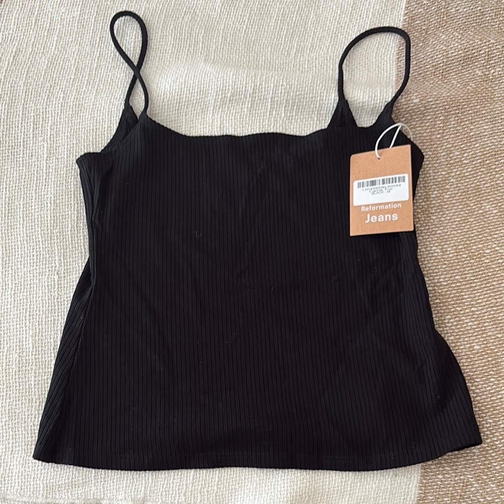 Reformation Black Ribbed Carrie Top - size M - NWT